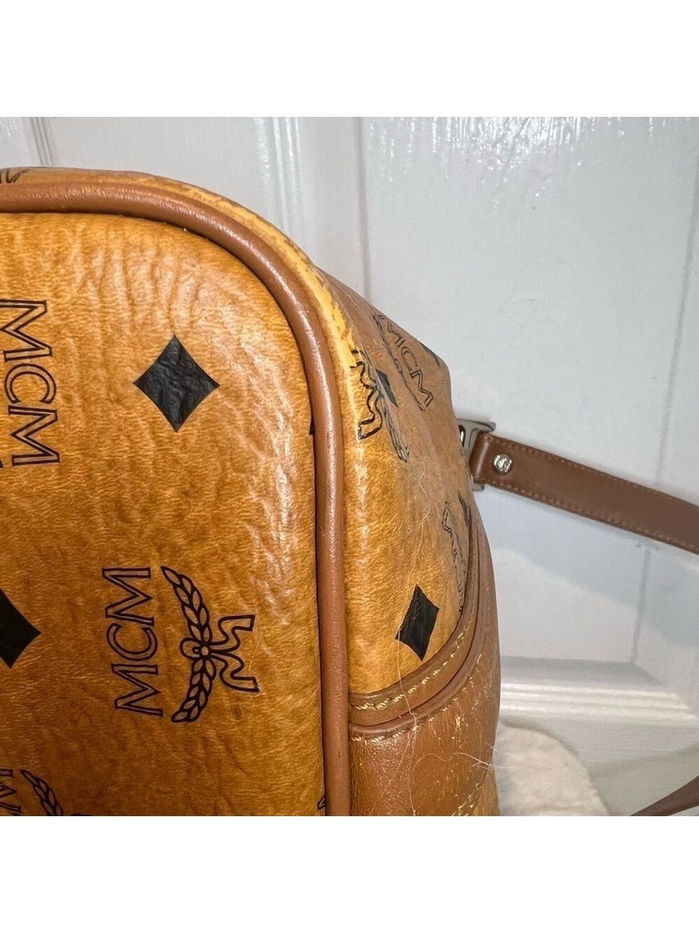 MCM COGNAC VISETOS SHOPPER TOTE BAG - Picture 7 of 15